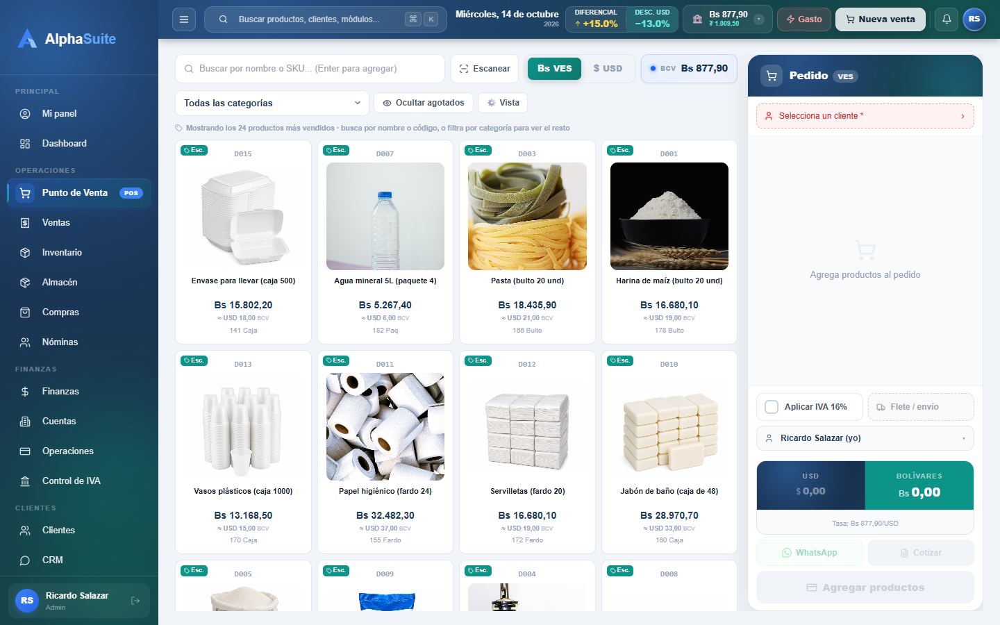 PUNTO DE VENTA: captura del sistema con datos de ejemplo